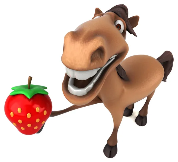 Cartoon character holding strawberry — Stock Photo, Image