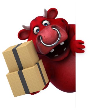 kutuları tutarak çizgi film karakteri