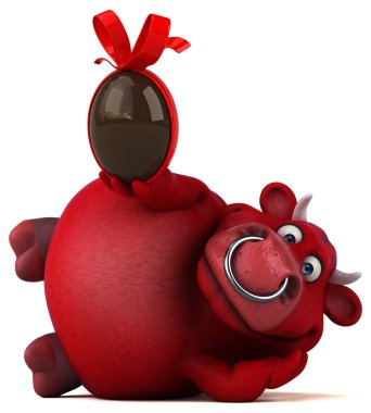 çizgi film karakteri holding Paskalya yortusu yumurta  