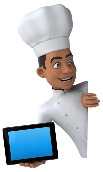 Koch hält Tablet in der Hand — Stockfoto
