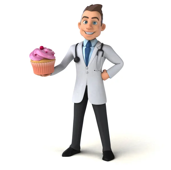 Doctor holding cupcake — Stock Photo, Image