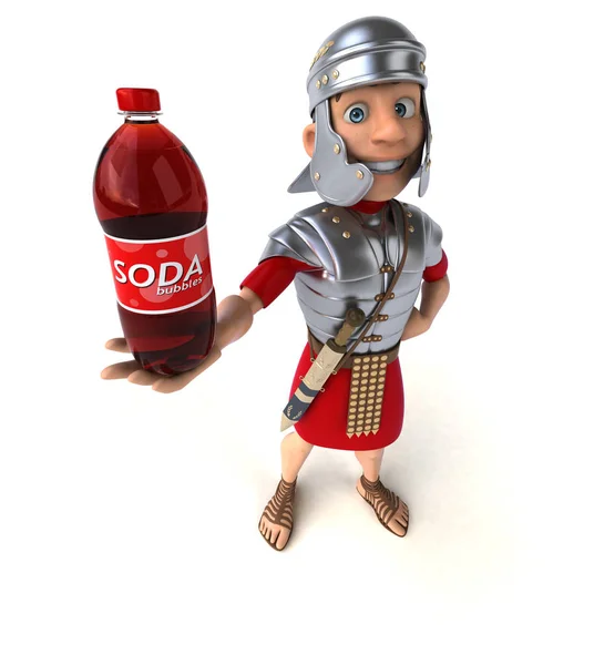 Soldier holding soda — Stock Photo, Image