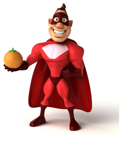 Superhjälte innehav orange — Stockfoto