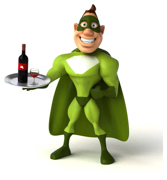 Superhjälte innehav vin — Stockfoto