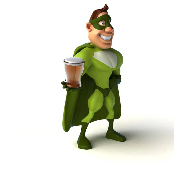 Супергерой с пивом в руках — стоковое фото
