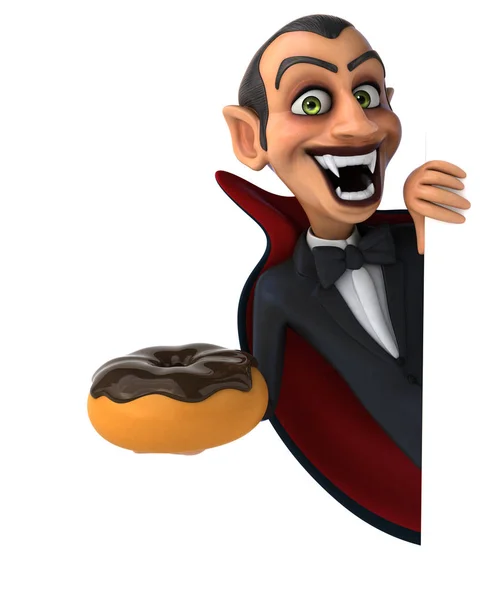 Vampire holding donut — Stock Photo, Image