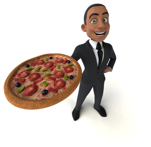 Businessman holding pizza — Stock Photo, Image