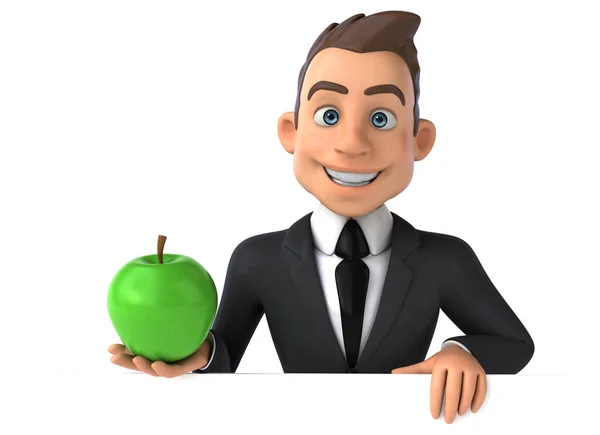 Fun businessman with apple — Stock Photo, Image