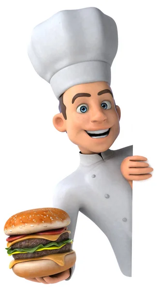 Chef met hamburger — Stockfoto