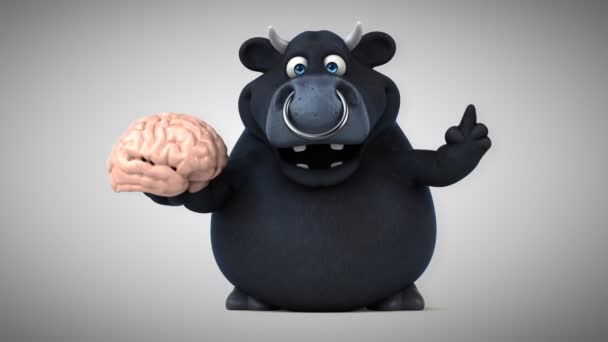 Personagem de desenho animado segurando cérebro — Vídeo de Stock