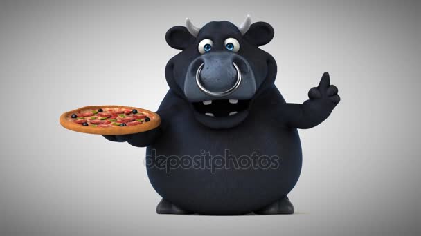 Cartoon  character holding pizza — Stock Video