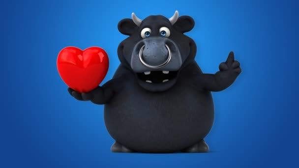 Kreslená postava držící srdce — Stock video