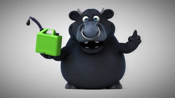 Cartoon character  holding oil — Stock Video