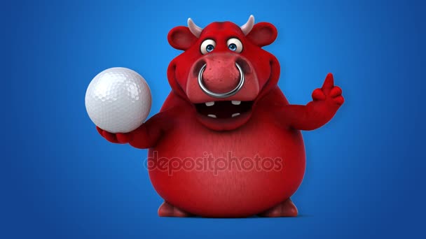 Cartoon character  holding golf ball — Stock Video