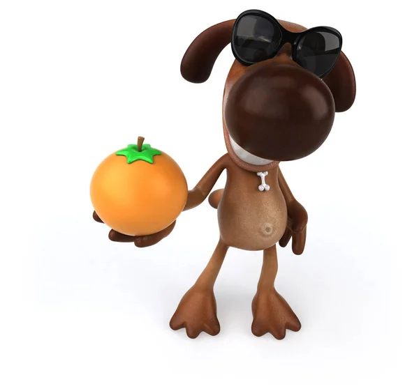 Personagem de desenho animado segurando laranja — Fotografia de Stock
