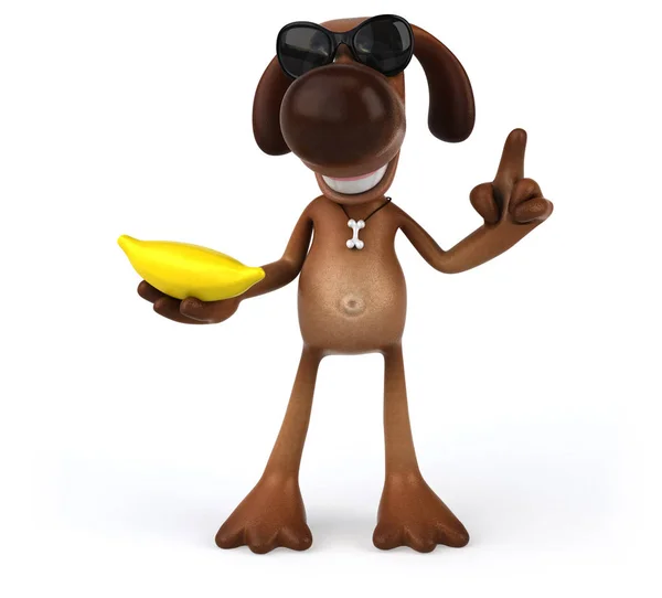 Personaje de dibujos animados sosteniendo plátano — Foto de Stock