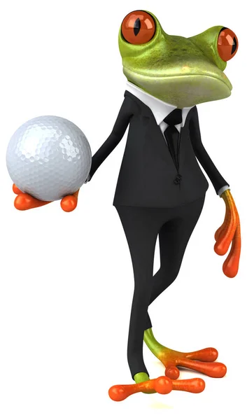 Cartoon character holding ball — Stock Photo, Image