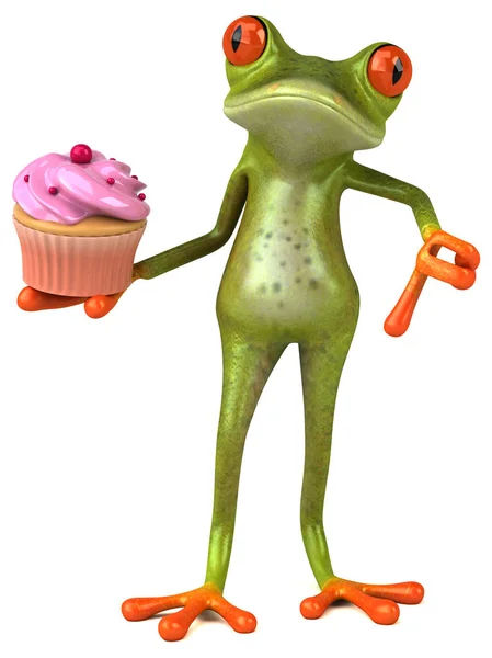 Personaje de dibujos animados celebración de cupcake — Foto de Stock
