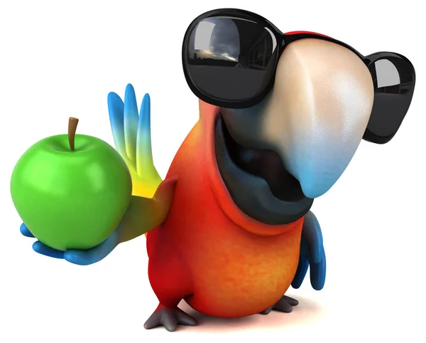Zeichentrickfigur mit Apfel — Stockfoto
