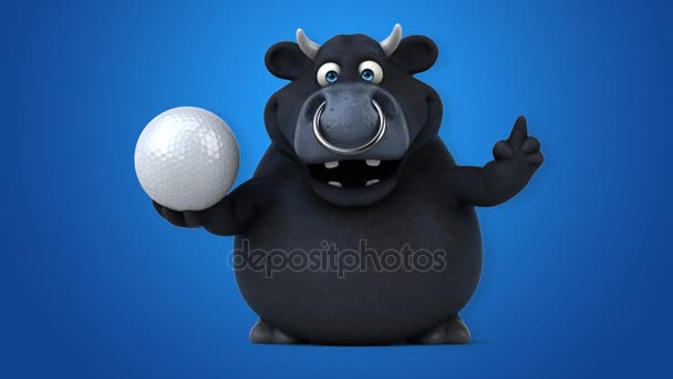 Cartoon character  holding golf ball — Stock Video