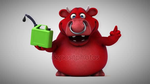 Cartoon character  holding oil — Stock Video