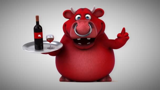 Personagem de desenho animado segurando vinho — Vídeo de Stock