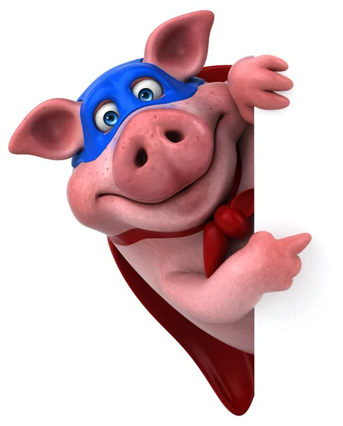 Schwein im Superheldenkostüm — Stockfoto