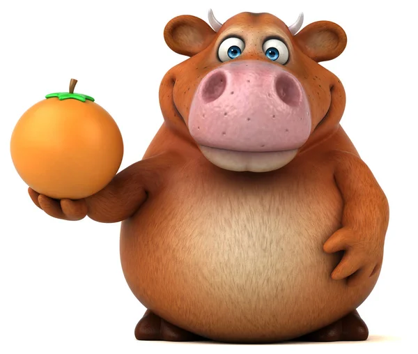 Cartoon  character holding orange — Stock Photo, Image