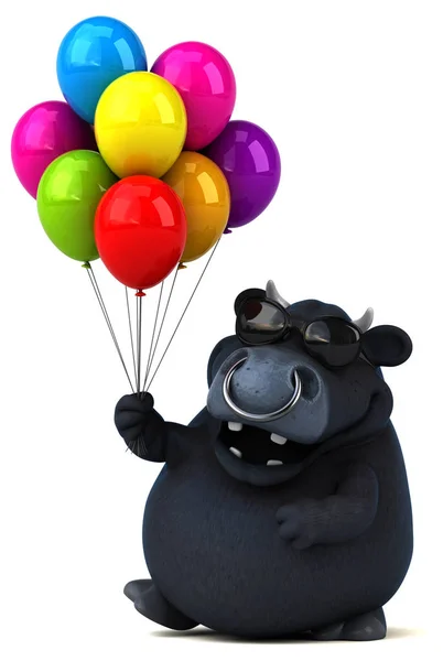 Cartoon character holding baloons — Stock Photo, Image