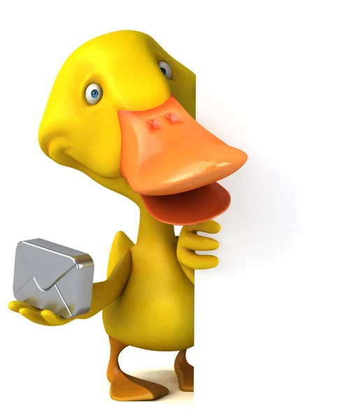 Duck holding mail sign — Stock Photo, Image