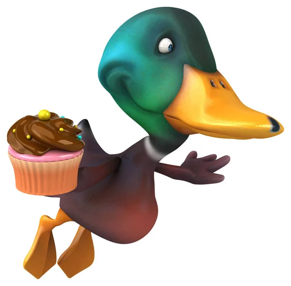 Personaggio dei cartoni animati che tiene cupcake — Foto Stock