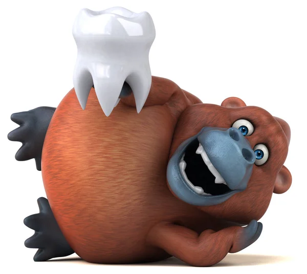 Çizgi film karakteri holding diş — Stok fotoğraf