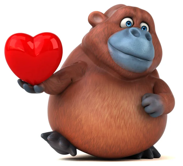 Cartoon character holding heart — Stock Photo, Image