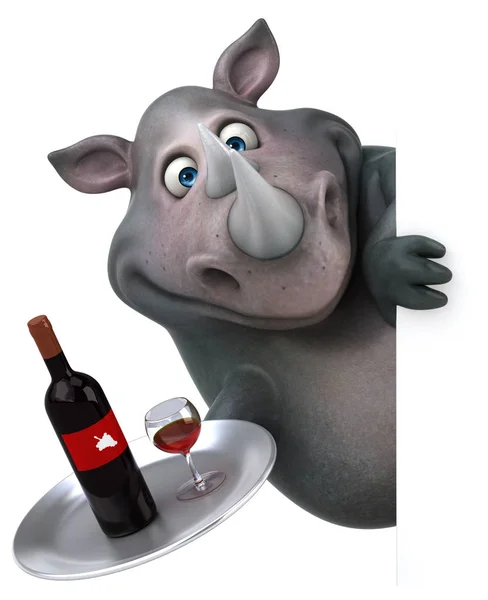 Personagem de desenho animado segurando vinho — Fotografia de Stock