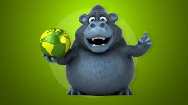 Dibujos animados personaje celebración globo — Vídeos de Stock