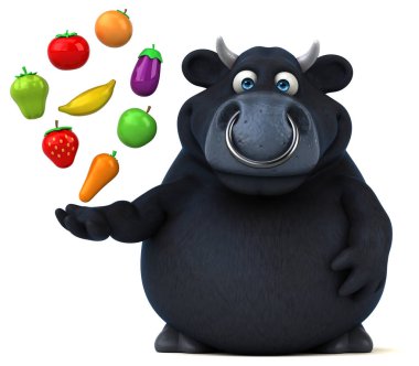 meyve ve sebze tutan boğa 