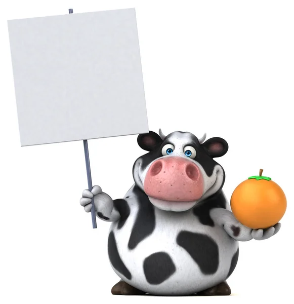 Vaca divertida com laranja — Fotografia de Stock