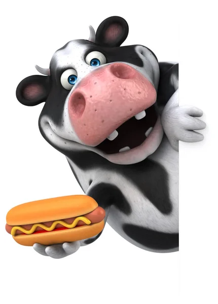 Vidám tehén a hot dog — Stock Fotó
