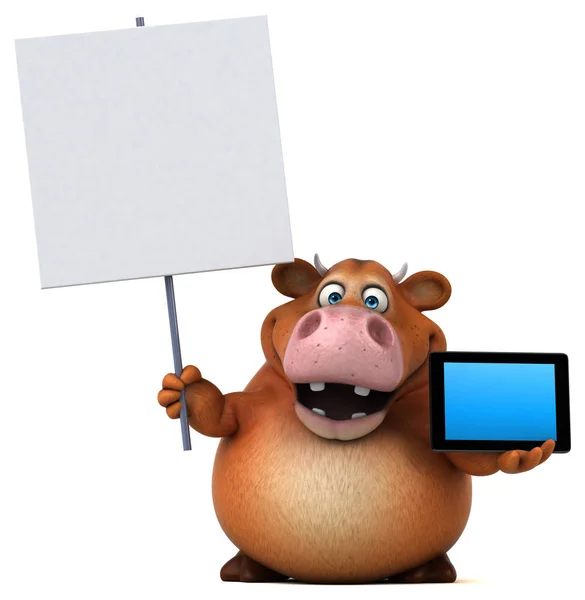 Zeichentrickfigur mit Tablet — Stockfoto
