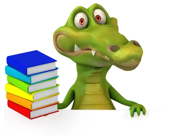 Крокодил холдингу книг — стокове фото