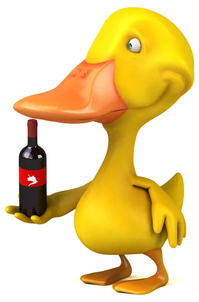 Cartoon character holding wine — Stock Photo, Image