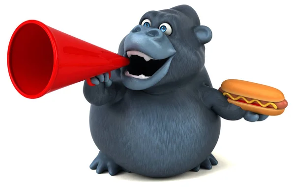 Rolig gorilla innehav burger — Stockfoto