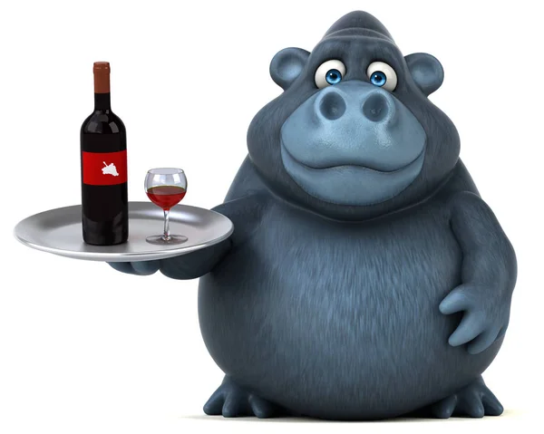 Personagem de desenho animado segurando vinho — Fotografia de Stock