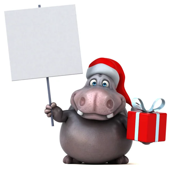 Cartoon character holding gift — Stock Photo, Image