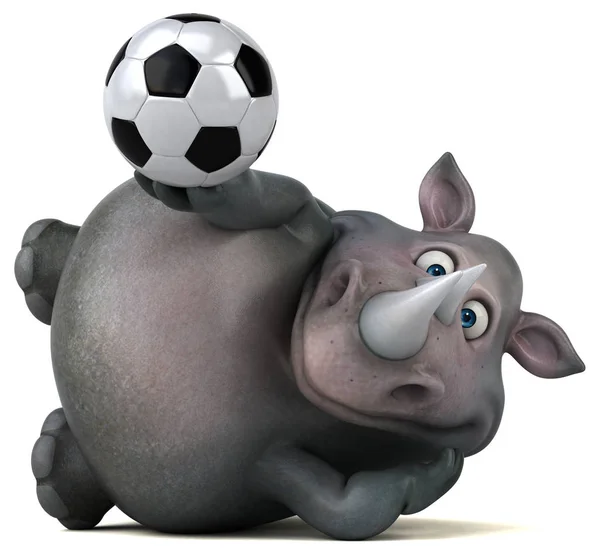 Rhinocéros amusant tenant le ballon — Photo