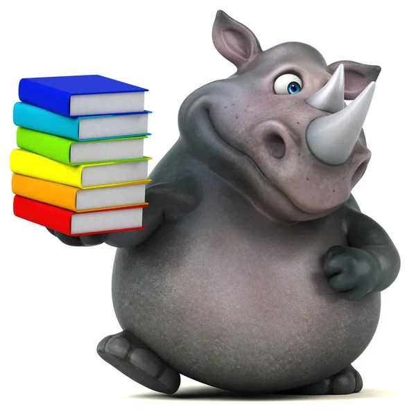 Rhinoceros  holding books — Stock Photo, Image