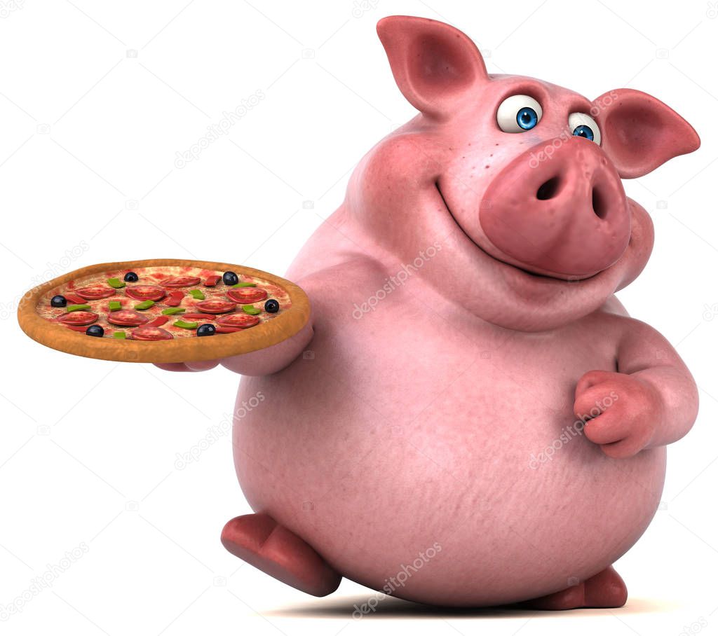 cartoon character holding pizza 