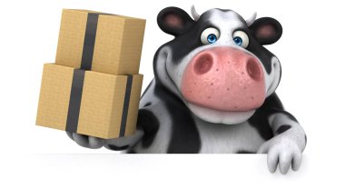 kutuları tutarak çizgi film karakteri  