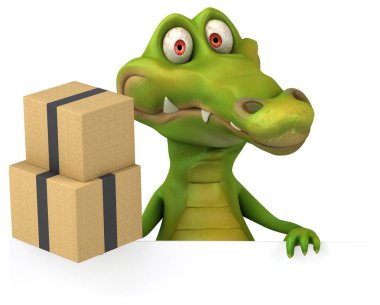 kutuları tutarak çizgi film karakteri  