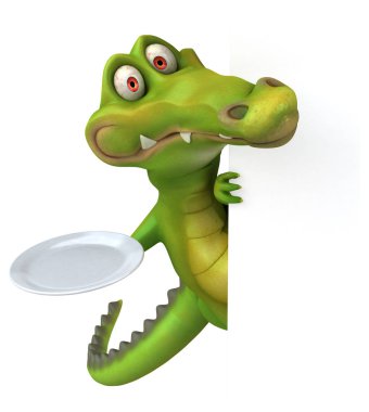 eğlenceli çizgi film karakteri plaka tutarak 